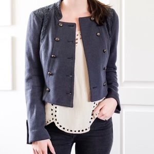 Free People Blue Military Jacket
